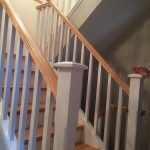 after-renovation-down-town-toronto-box-stair-small-landing-new-stringers-solid-oak-natural-finish-oak-railing-square-white-wood-post-square-white-pickes-richmond-hill