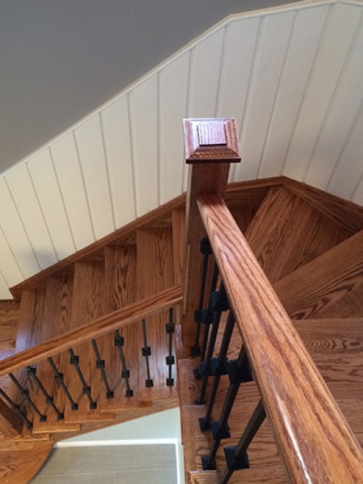 winder-stair-capping-metal-railing-chamfered-post-solid-oak-medium-stain-colour-finish-installed-in-pickering
